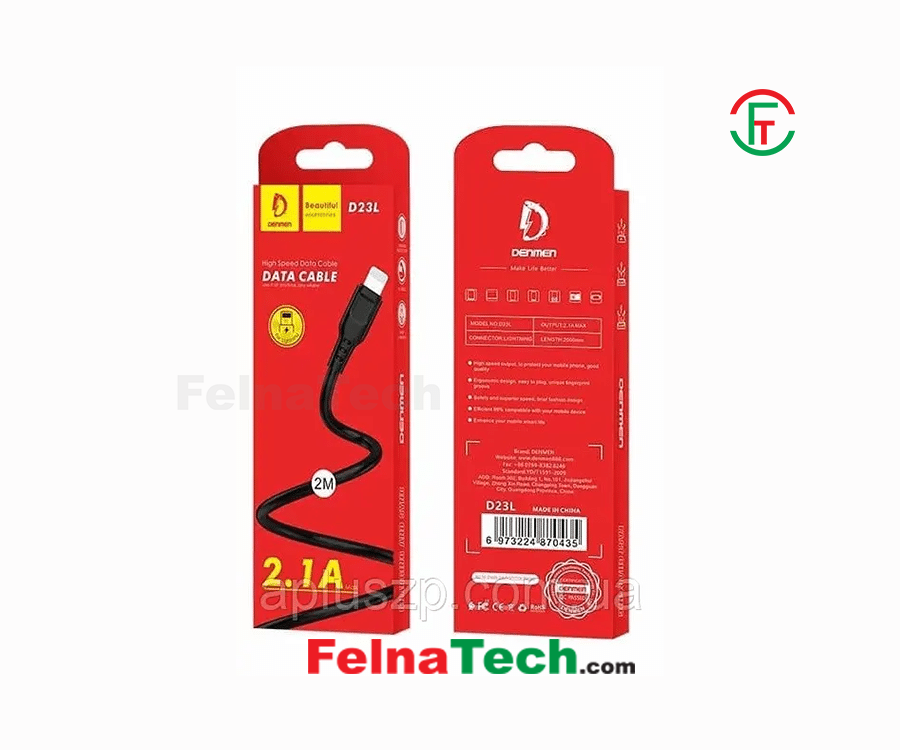 Denmen - D23L Lightning - Data & Charging Cable  2.1A