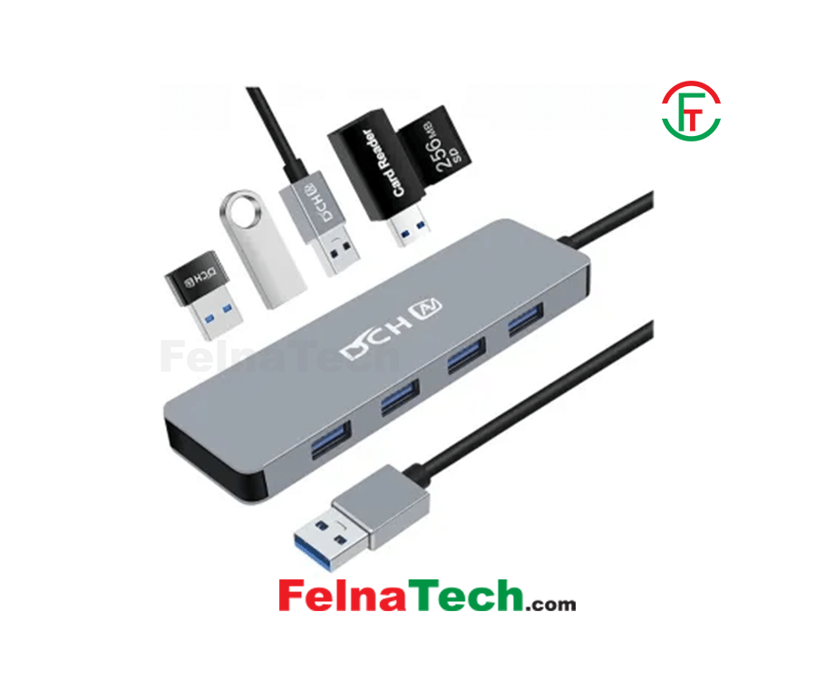 Dtech DCH-2947 USB Male to Quad USB 3.0 Female Grey HUB