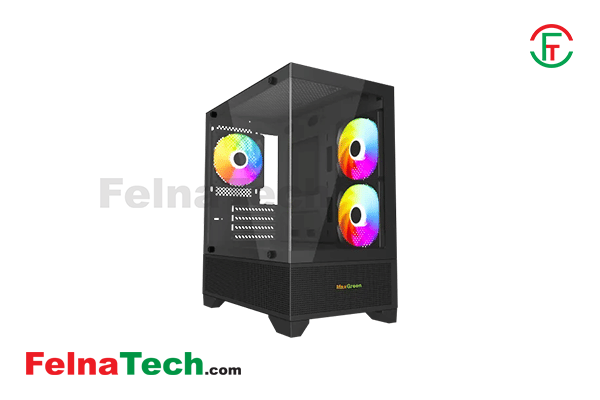 MaxGreen 350 Mid-Tower M-ATX Gaming Case With 3 ARGB Fan