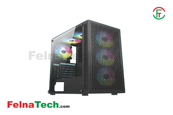PC Power Dark Flow Mesh Elite Black Mid Tower ATX Gaming Desktop Case