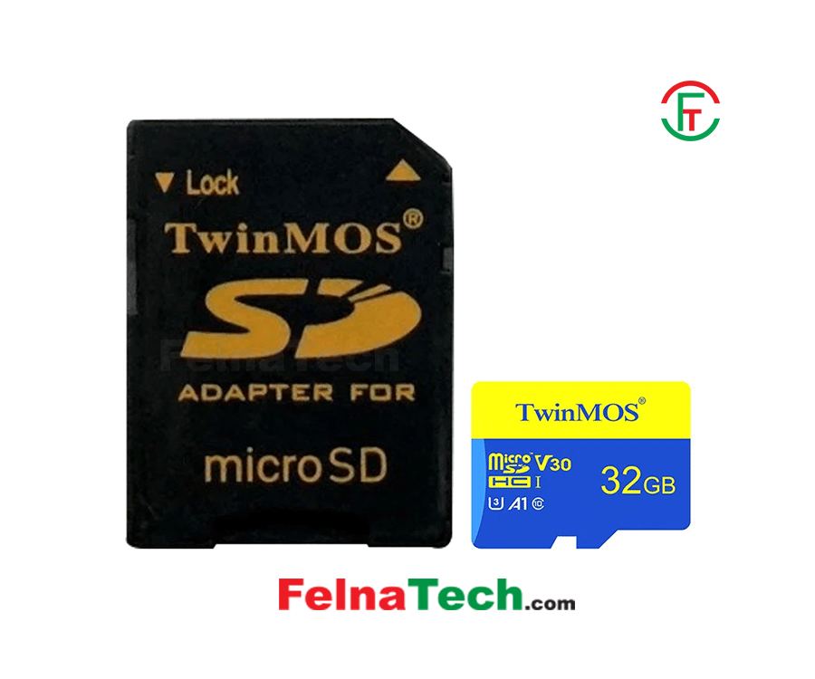 Twinmos 32GB MicroSDHC U3 Class 10 V30 A1 Memory Card with Adapter #TM32MSDHC10V30U3
