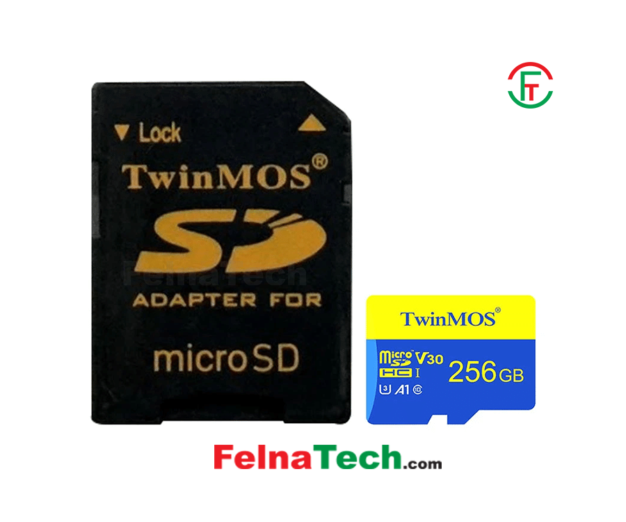 Twinmos 256GB MicroSDXC UHS-I U3 Class 10 V30 Memory Card with Adapter #TM256MSDXC10V
