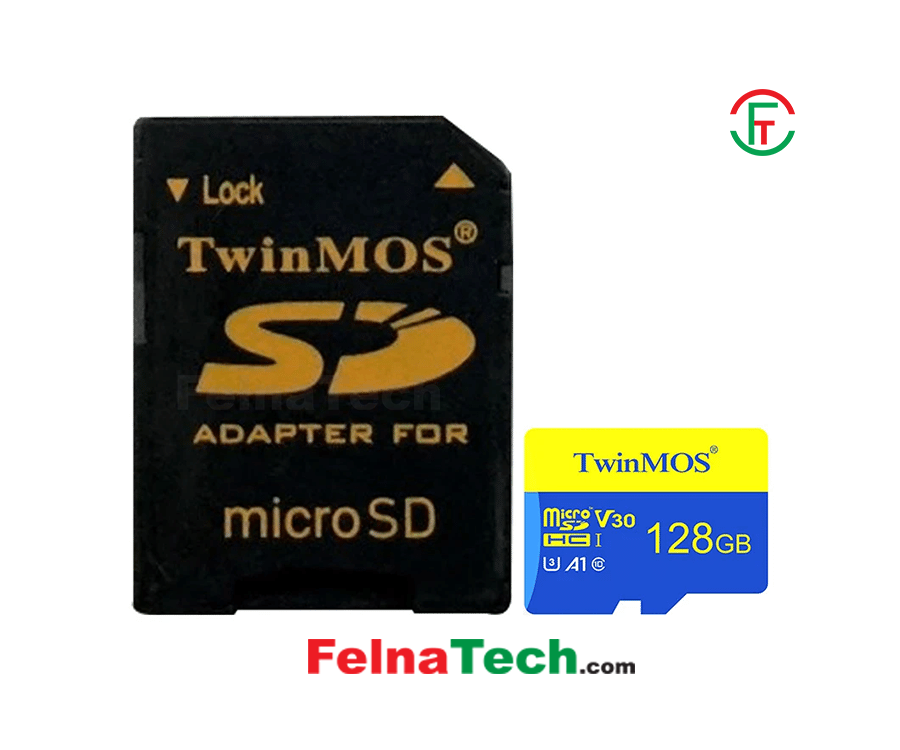 Twinmos 128GB MicroSDXC UHS-I U3 Class 10 V30 Memory Card with Adapter #TM128MSDXC10V