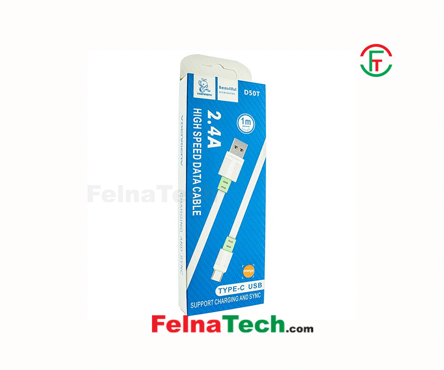 VDENMENV D50T 2.4A High Speed Data Cable Type C Fast Charging