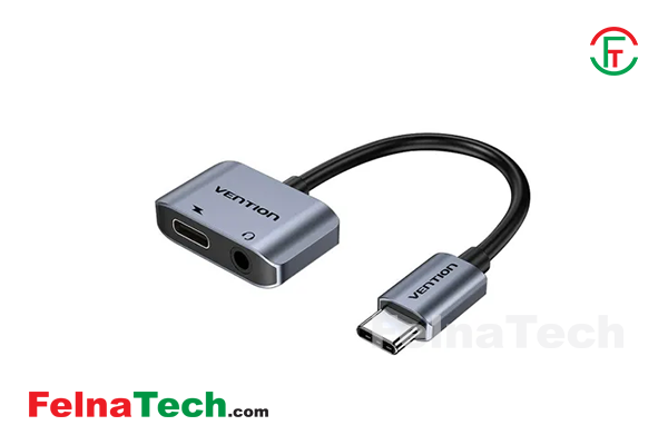 Vention BGSHA Type-C Male to 3.5mm & Type-C Female Converter